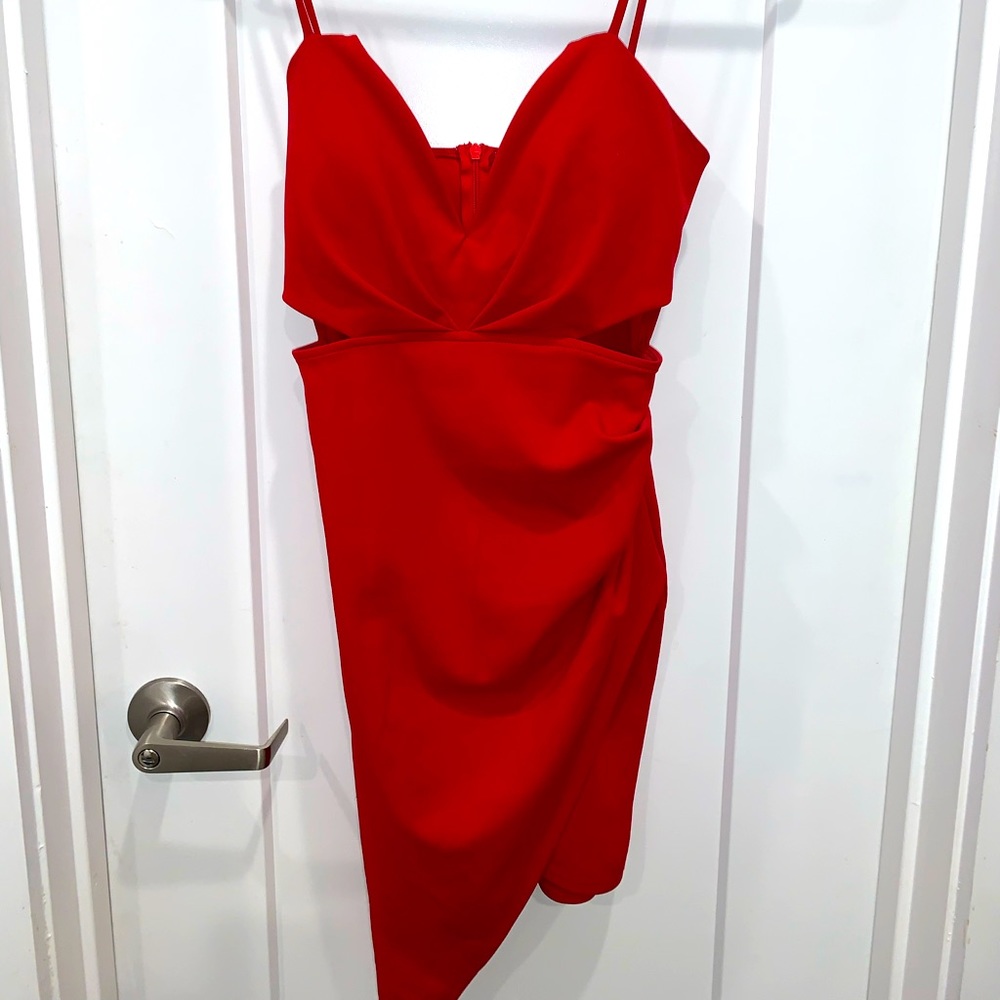 Red asymmetrical cutout fashion nova dress